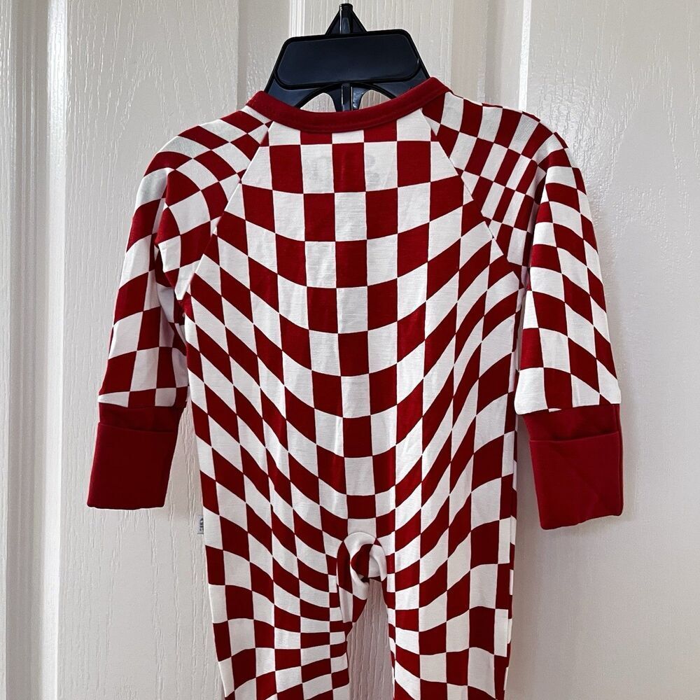 Brixton Phoenix Candy Check Bamboo Zip Romper Zippy Burnt Orange SZ Newborn NWT - Picture 11 of 15